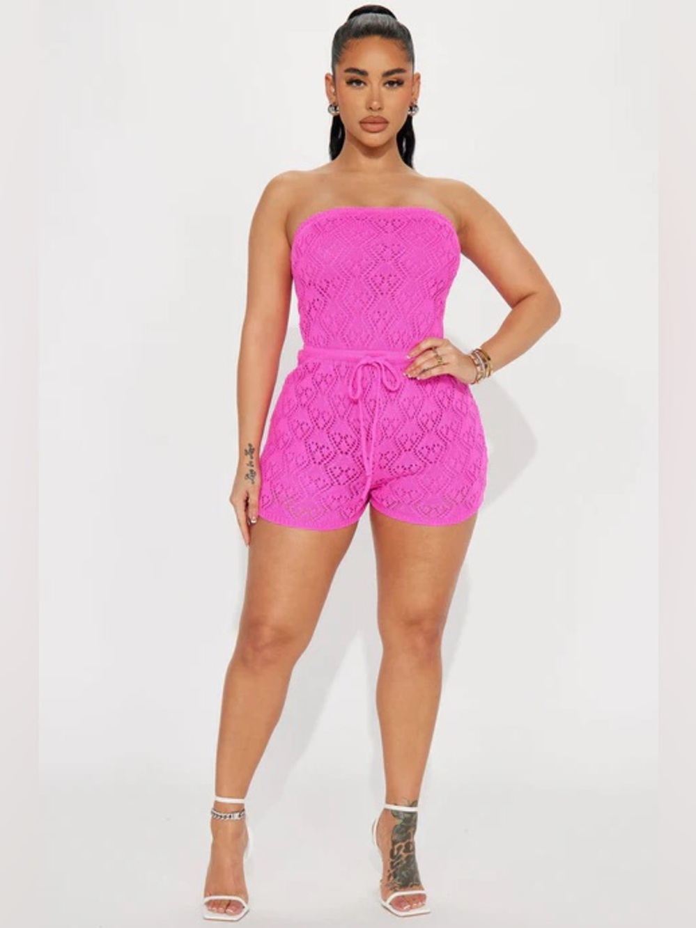 Fashion Nova Costa Bella Crochet Romper